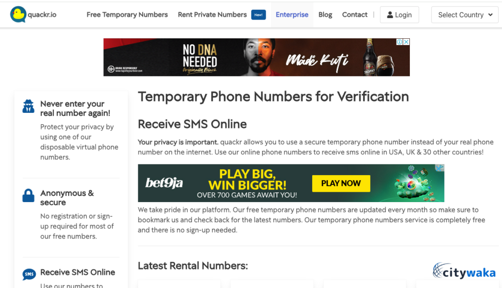 Quackr.io Review ▷ Free Temp Number for SMS Verification